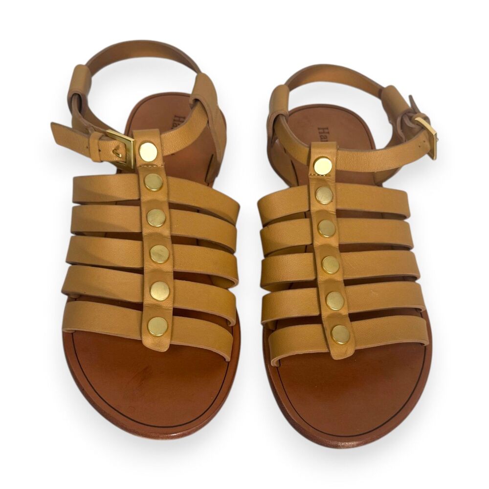 Hammitt Murphy Coast Sandals Size 8 Nude Studded Gladiator Flat EUC